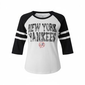 5th & Ocean Yankees Women's Raglan Tee - Black & White